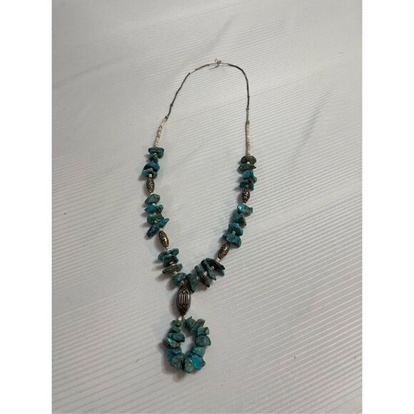 Turquoise Chunky Statement Necklace Rare - Picture 1 of 6